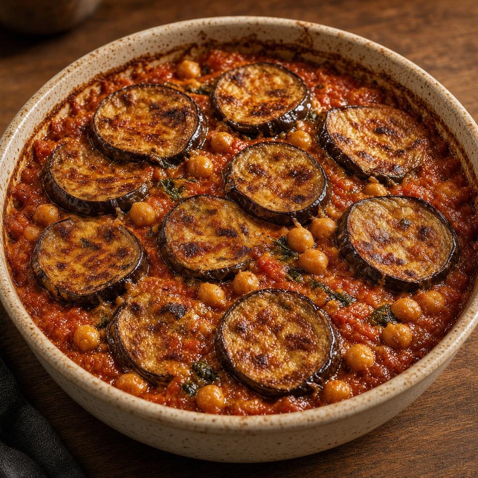 طبق صينية باذنجان بالحمص