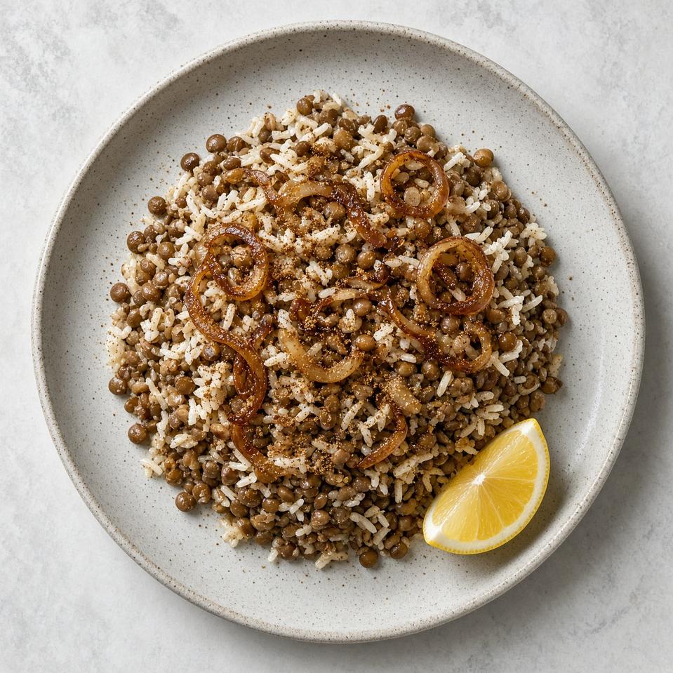 طبق عدس وأرز بالكمون