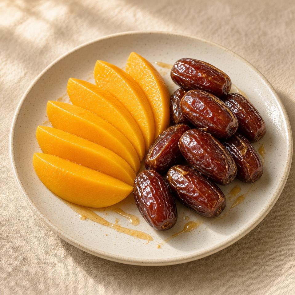 طبق مانجو وتمر بالعسل